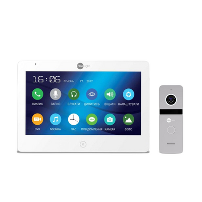 Комплект видеодомофона Neolight MEZZO HD / Solo FHD Silver: видеодомофон 10" с детектором движения и 2 Мп видеопанель 198404 фото