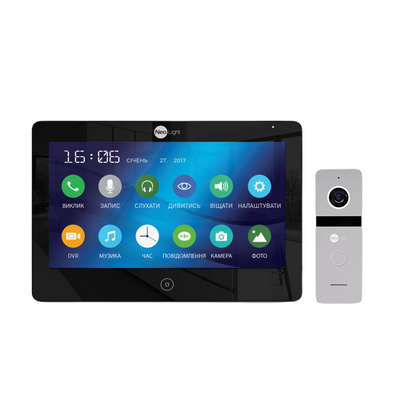Комплект видеодомофона Neolight MEZZO HD Black / Solo FHD Silver: видеодомофон 10" с детектором движения и 2 Мп видеопанель 198405 фото