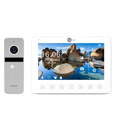 Комплект відеодомофона Neolight NeoKIT HD+ WF Silver: відеодомофон 7" з Wi-Fi з детектором руху і 2 Мп відеопанель 178457 фото